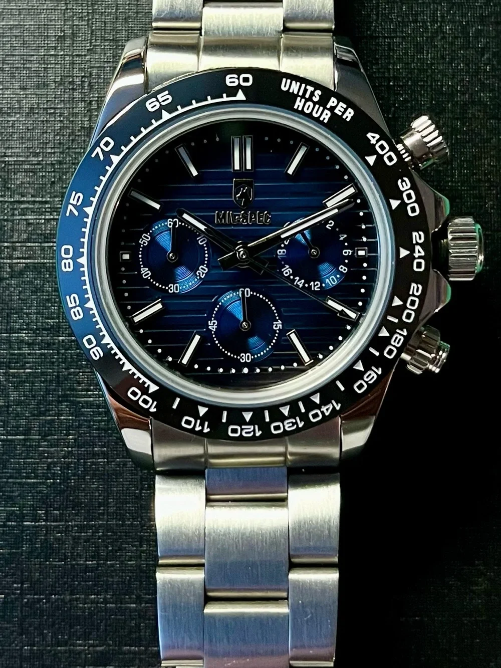 MIL-SPEC : Blue Dial Stainless Chronograph Watch